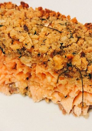 Foto de Salmão com crosta de castanhas