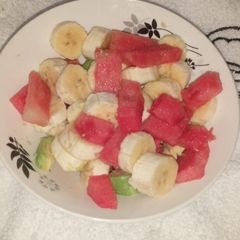 A picture of Fruits pudding#theme challange.