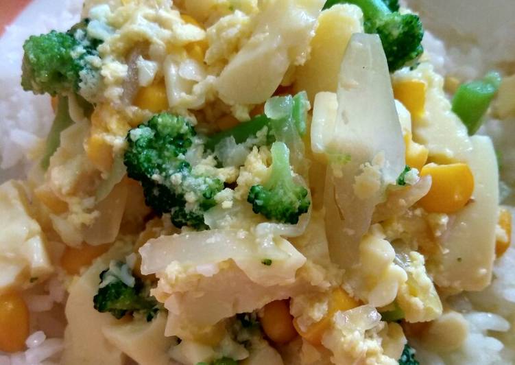 Resep Tumis brokoli jagung tofu (balita) Lezat