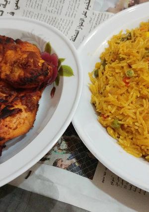 صورة لوصفة بانيه مشوي وارز بالخضار والكاري