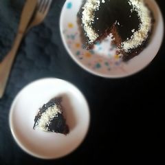 A picture of No bake  Chocolate biscuit cake.