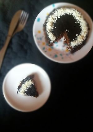A picture of No bake  Chocolate biscuit cake.