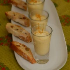 A picture of Pistachio Cream Shots with Biscotti.