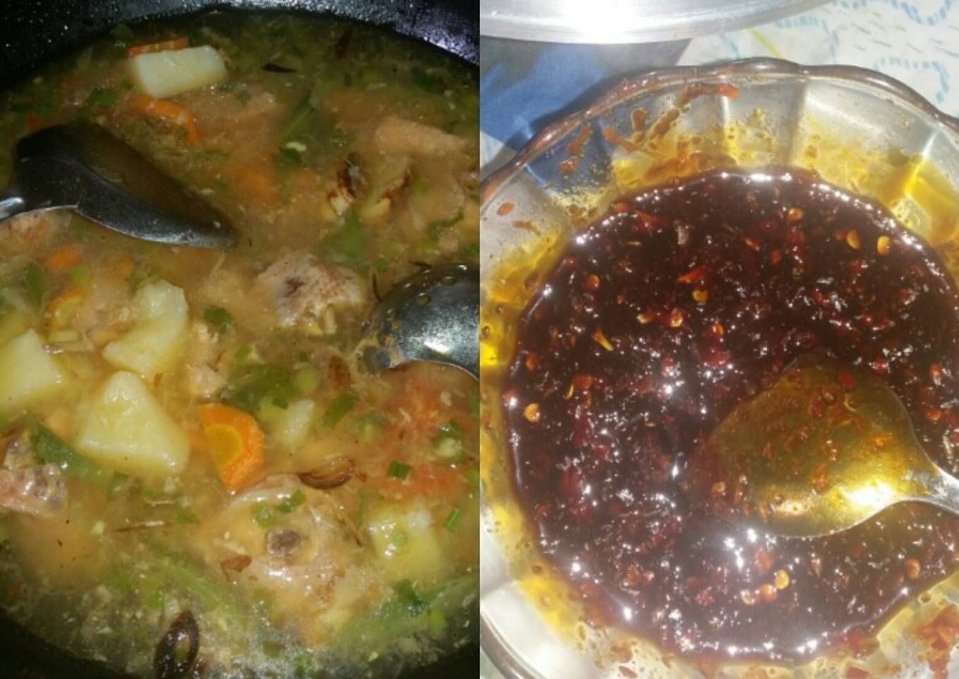 SUP AYAM SAYUR sambel Kecap