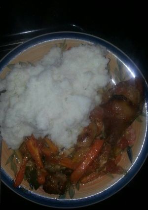 A picture of Chicken with vegetables.