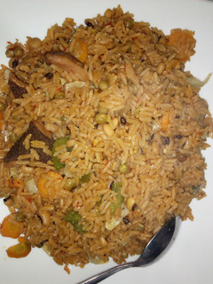 A picture of Rice and beans jollof.
