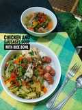 Chicken and Sausages Soup with Rice Bowl