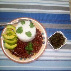 Rice&beans stew served with managu& mchicha#weeklyjikonichalleng A picture of Rice&beans stew served with managu& mchicha#weeklyjikonichalleng.