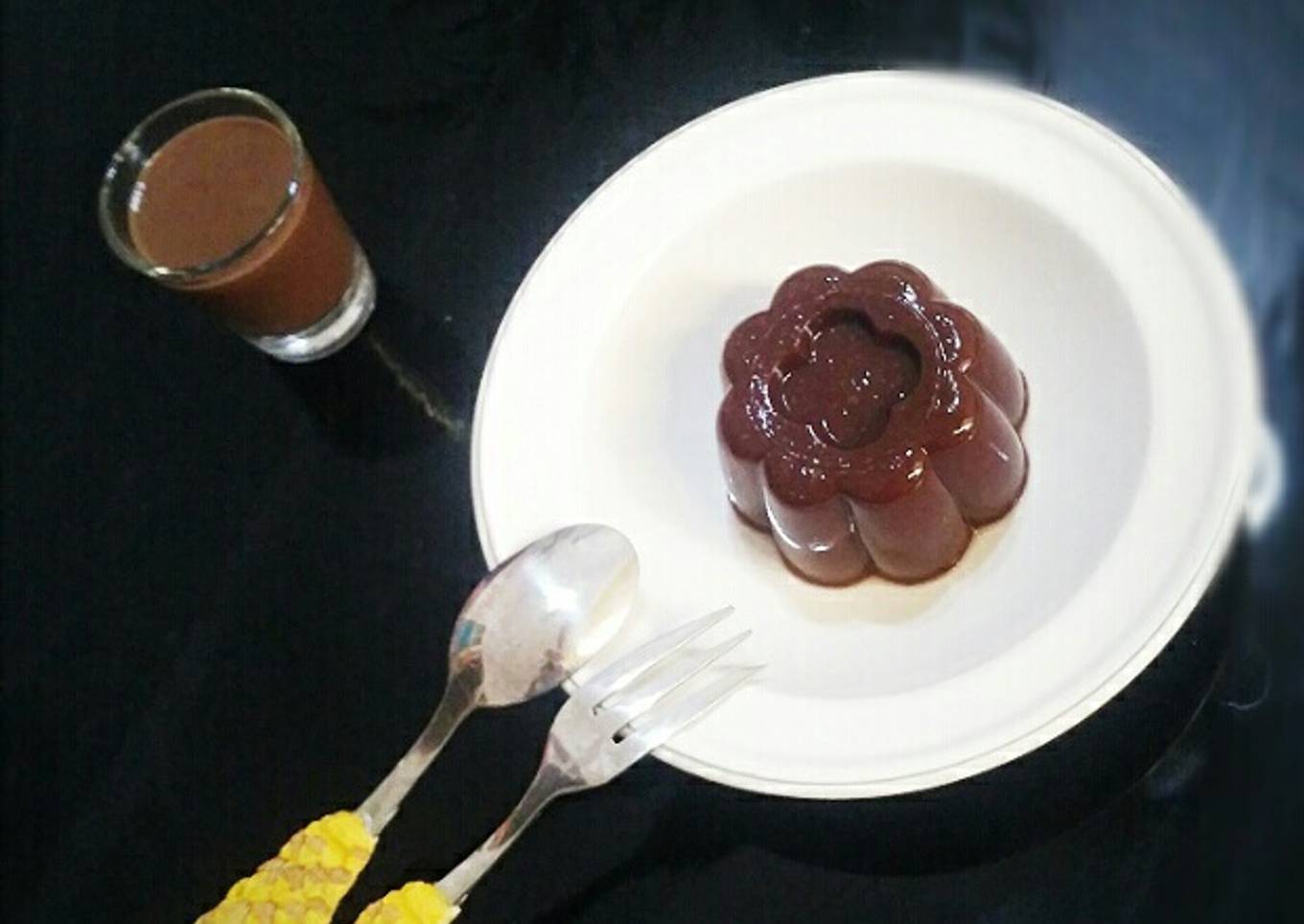 Desert Puding coklat siram fla simple enak