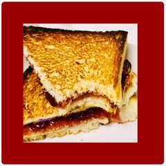 A picture of Bread jam sandwiches.