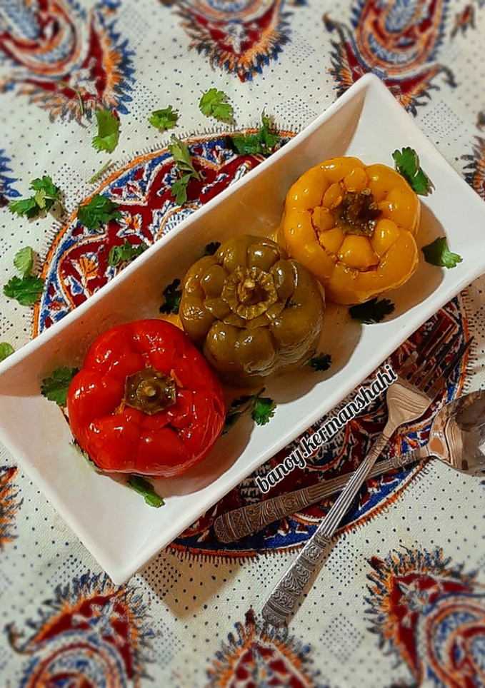 عکسی از دستور دلمه فلفل رنگی🫑