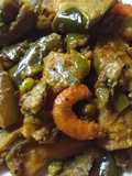 Baigun chigri(dry brinjal and prawn sabji)