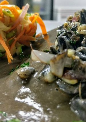 Una foto de Robalo en salsa de huitlacoche
