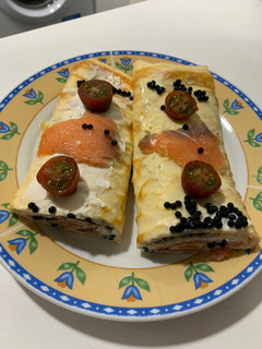 Una foto de Crepe de pan nube relleno