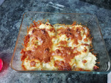Coliflor con queso y bechamel al horno