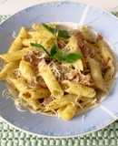 Gombás pestos penne gluténmentesen