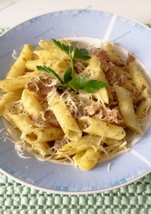 Gombás pestos penne gluténmentesen recept fotója