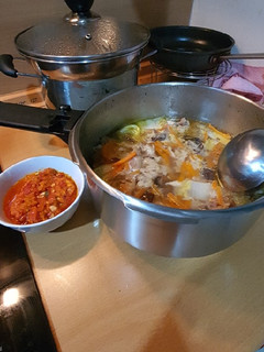 A picture of Chicken Soup using Pressure Cooker.