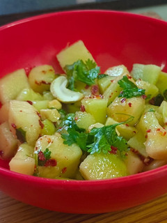 A picture of Mask melon cucumber salad.