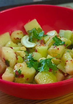 A picture of Mask melon cucumber salad.