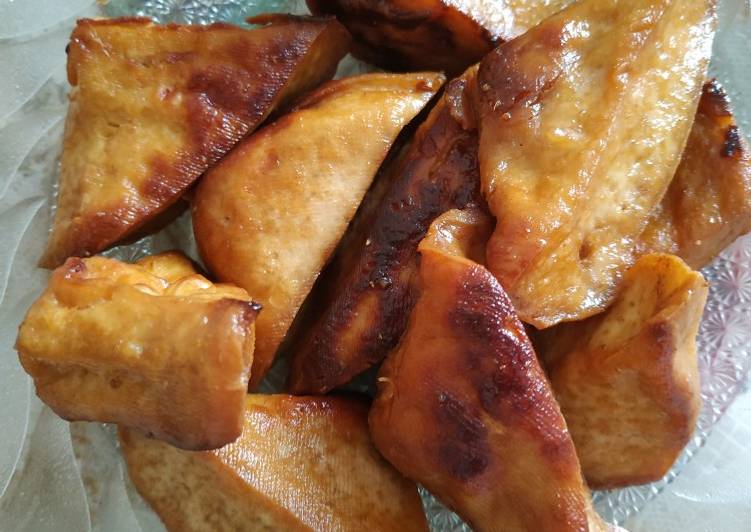 Tahu bacem tanpa bumbu ulek