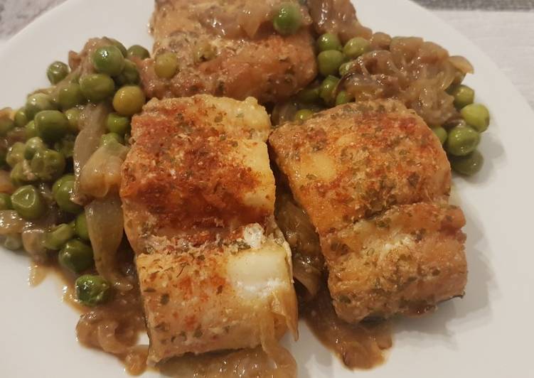 Bacalao desalado con guisantes