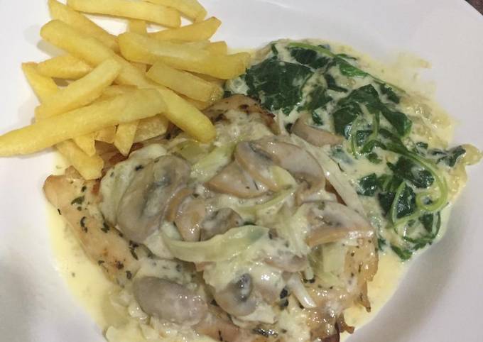 Resep Pan Fried Chicken with Mushroom Sauce, Bisa Manjain Lidah