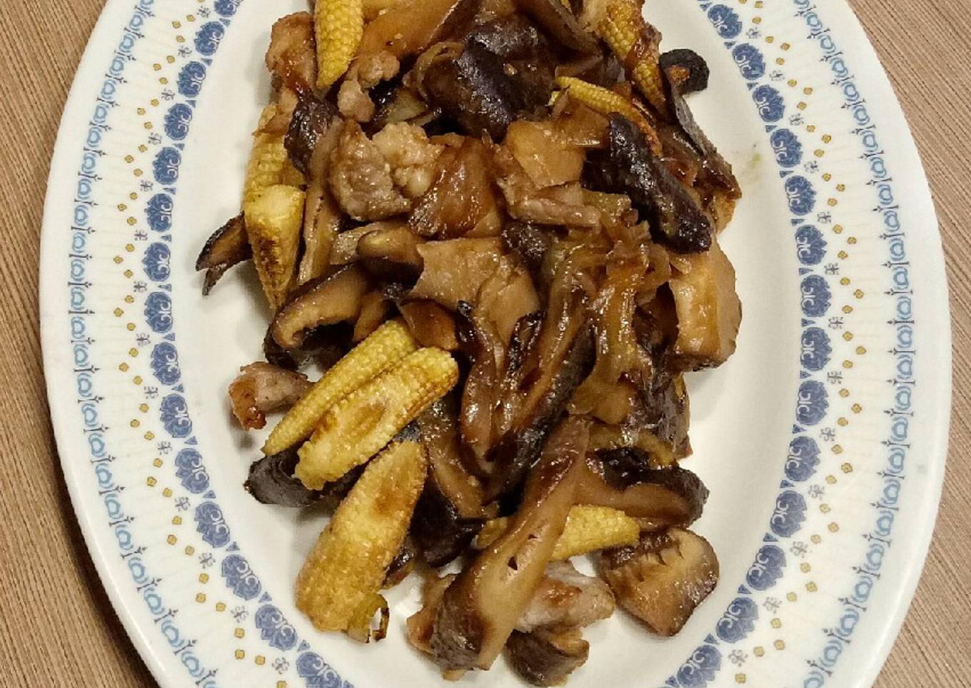 Cah jamur shiitake (hioko) & jagung muda