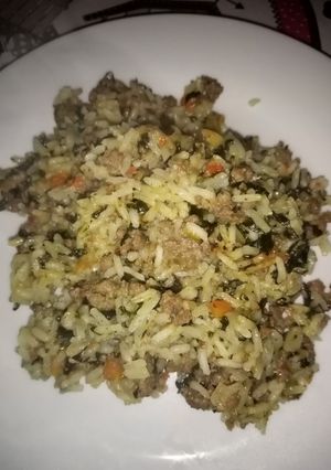 Una foto de Arroz con espinaca