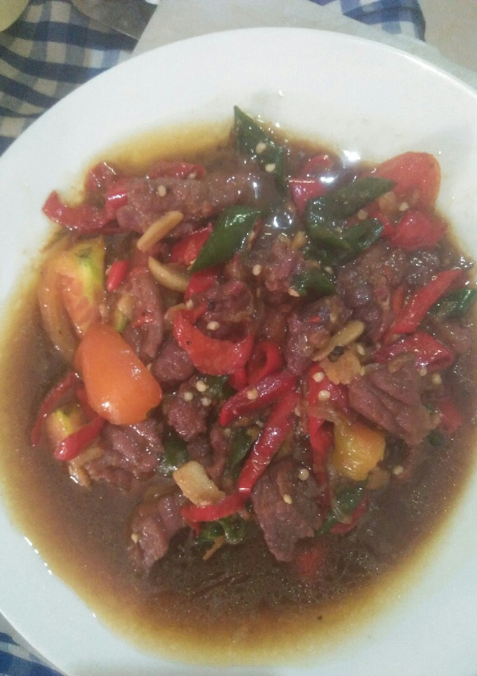 Foto resep Tumis daging Sapi lada hitam oriental