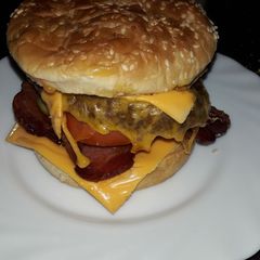 Bacon double cheese burger A picture of Bacon double cheese burger.