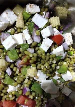 A picture of Sprouts salad with Paneer.