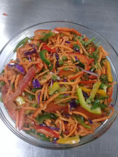 A picture of Vegetable salad with a touch of Red cabbages.