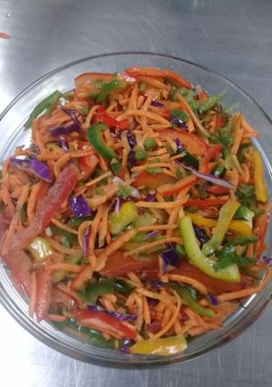 A picture of Vegetable salad with a touch of Red cabbages.