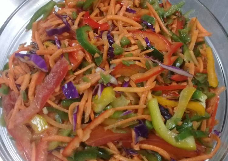How to Make HOT Vegetable salad with a touch of Red cabbages