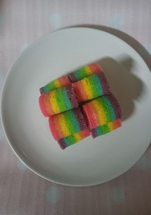 Foto resep Rainbow rollcake mini