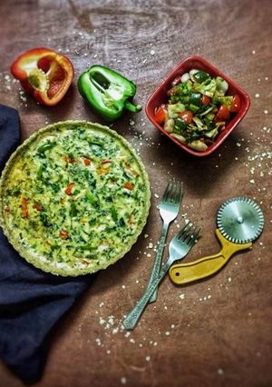 A picture of Quiche with oats crust.