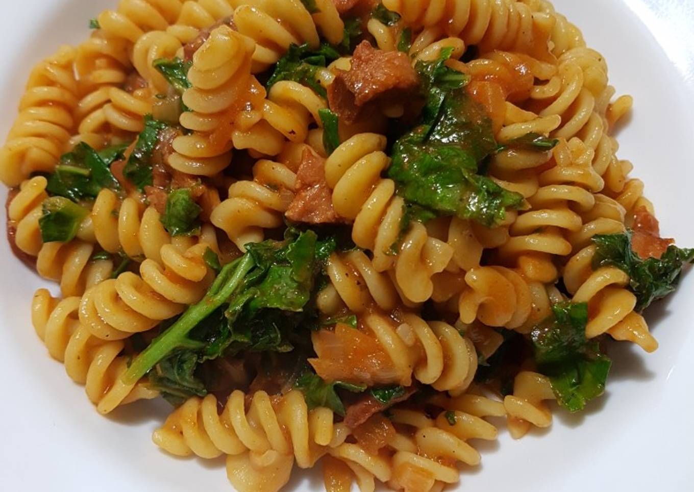 Spicy Smoked Chorizo and Kale Pasta