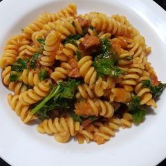 A picture of Spicy Smoked Chorizo and Kale Pasta.
