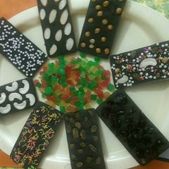 A picture of Simple chocolate with various toppings.