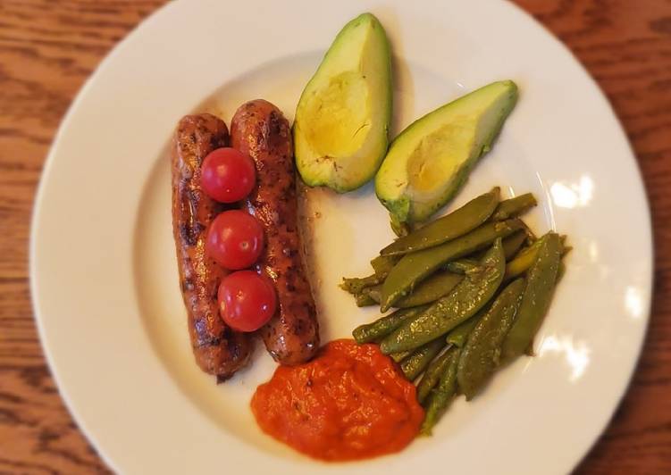 Recipe of Award-winning Kielbasa with asparagus and snap peas