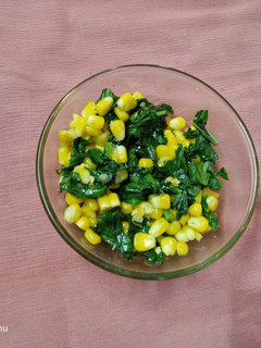 A picture of Stir fry Corn Spinach.
