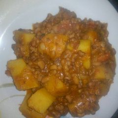 A picture of Beans and yam.