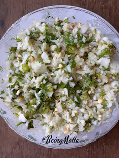 A picture of Khaman Kakdi (Cucumber salad).