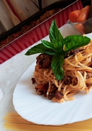 صورة لوصفة صينية معكرونة باللحم المفروم