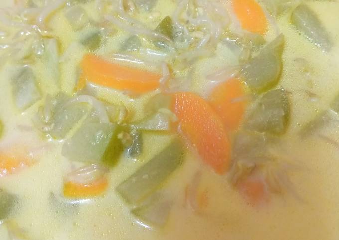 Resep termudah bikin Sayur labu Wortel toge kuah santan  istimewa