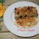 Apple Bread Pudding with cheese milk sauce