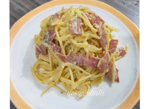 Foto resep Spaghetti Carbonara Smoked Beef