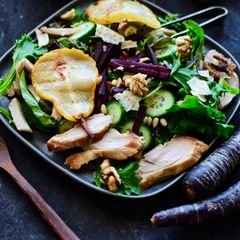 A picture of Grilled Pear and Smoked Chicken Salad.