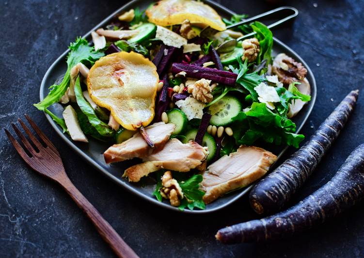 Steps to Prepare Grilled Pear and Smoked Chicken Salad in 12 Minutes for Family